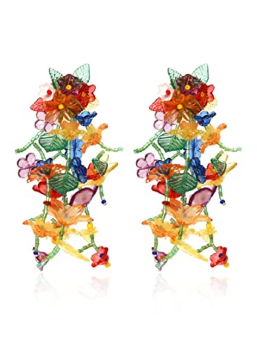 Hypoallergenic Rainbow Flower Floral Statement Dangle Earings